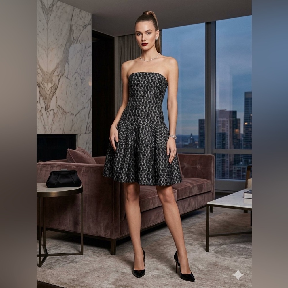 Alexander McQueen | Dresses | Alexander Mcqueen Thick Jacquard Strapless Midi Black Dress Sz 4 So Designer